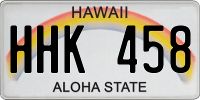HI license plate HHK458