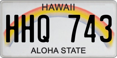 HI license plate HHQ743