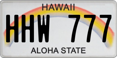 HI license plate HHW777