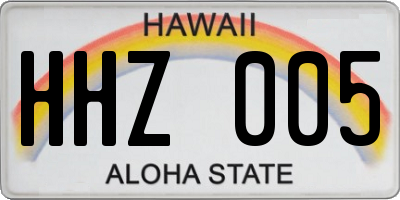 HI license plate HHZ005