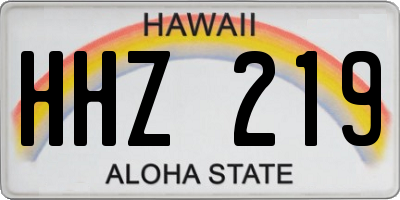 HI license plate HHZ219