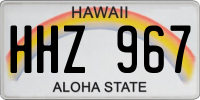HI license plate HHZ967