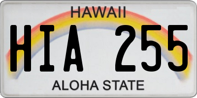 HI license plate HIA255