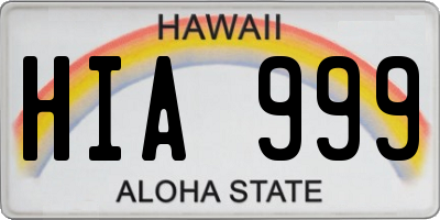 HI license plate HIA999