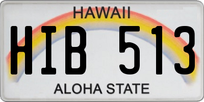 HI license plate HIB513