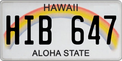 HI license plate HIB647
