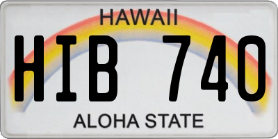 HI license plate HIB740