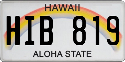 HI license plate HIB819