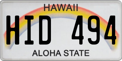 HI license plate HID494