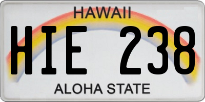 HI license plate HIE238