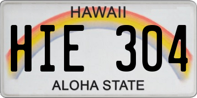 HI license plate HIE304