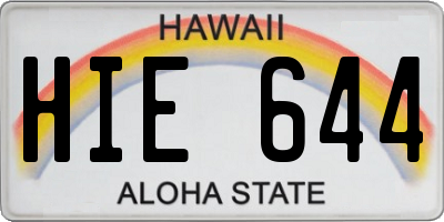HI license plate HIE644