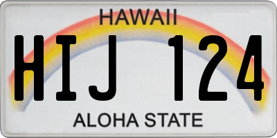 HI license plate HIJ124