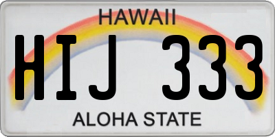 HI license plate HIJ333