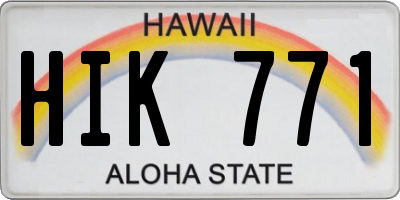 HI license plate HIK771