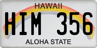 HI license plate HIM356
