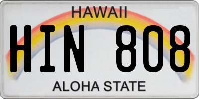 HI license plate HIN808