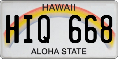 HI license plate HIQ668