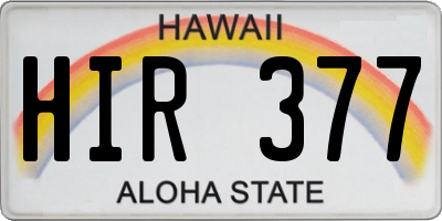 HI license plate HIR377