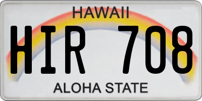 HI license plate HIR708