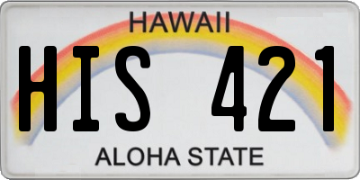 HI license plate HIS421