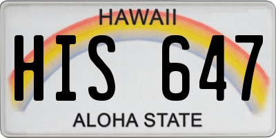 HI license plate HIS647