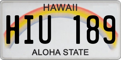 HI license plate HIU189