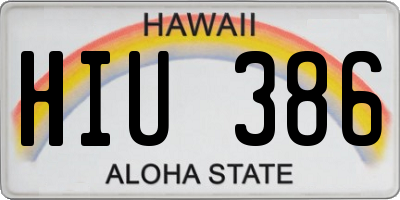 HI license plate HIU386