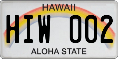 HI license plate HIW002