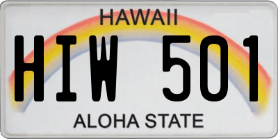 HI license plate HIW501
