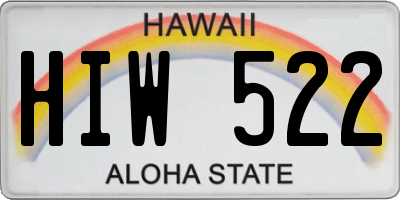 HI license plate HIW522