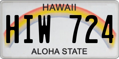 HI license plate HIW724