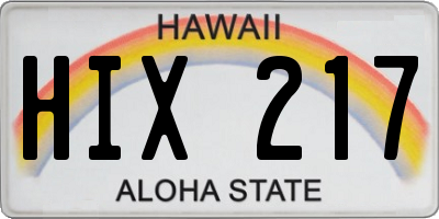 HI license plate HIX217