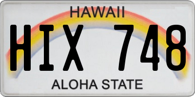 HI license plate HIX748