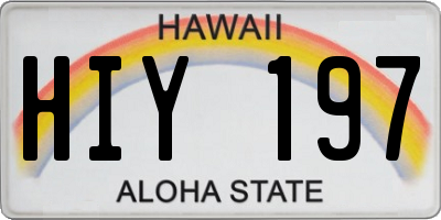 HI license plate HIY197