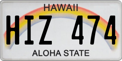 HI license plate HIZ474