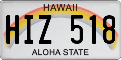 HI license plate HIZ518