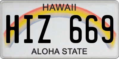 HI license plate HIZ669
