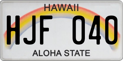 HI license plate HJF040