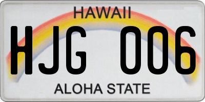 HI license plate HJG006