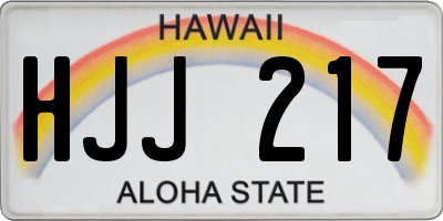 HI license plate HJJ217