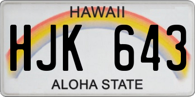 HI license plate HJK643