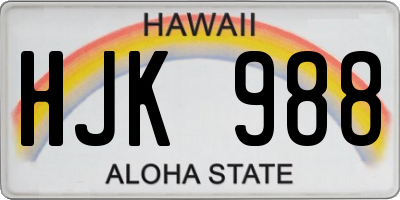 HI license plate HJK988