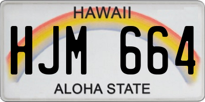 HI license plate HJM664