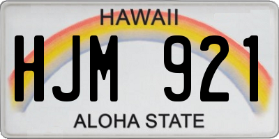 HI license plate HJM921