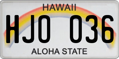 HI license plate HJO036