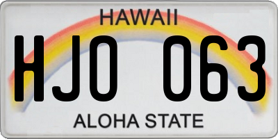 HI license plate HJO063