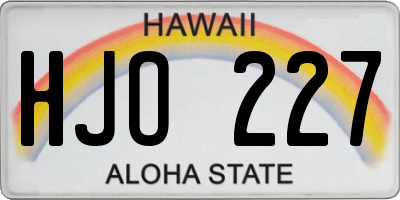 HI license plate HJO227