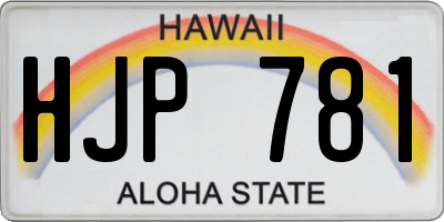HI license plate HJP781