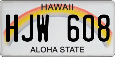 HI license plate HJW608